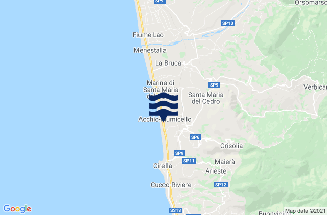 Verbicaro, Italy tide times map