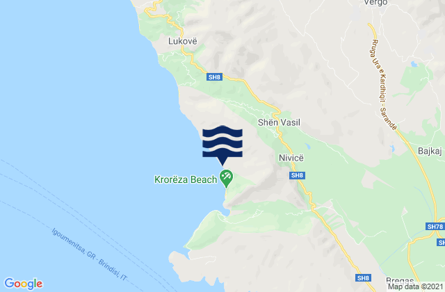 Vergo, Albania tide times map