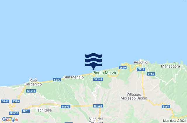 Vico del Gargano, Italy tide times map