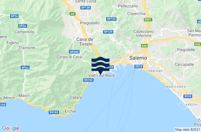 Vietri sul Mare, Italy tide times map