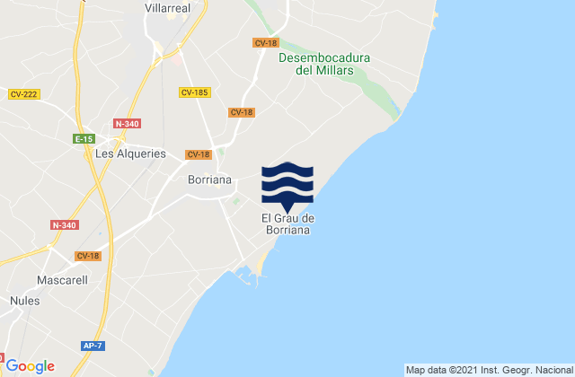 Vila-real, Spain tide times map