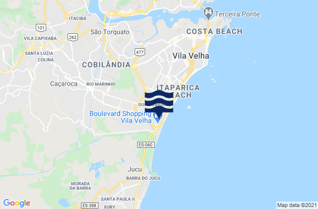 Vila Velha, Brazil tide times map