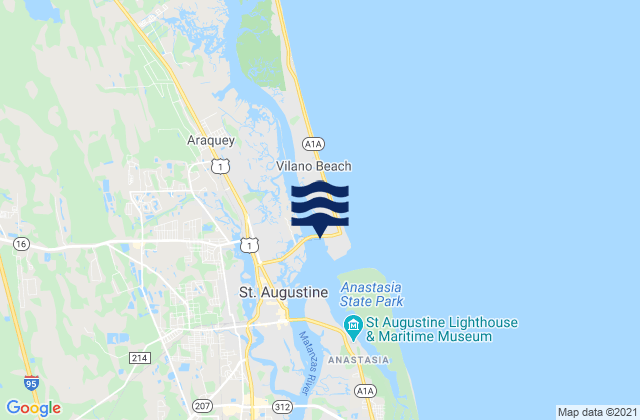 Vilano Beach ICWW, United States tide chart map