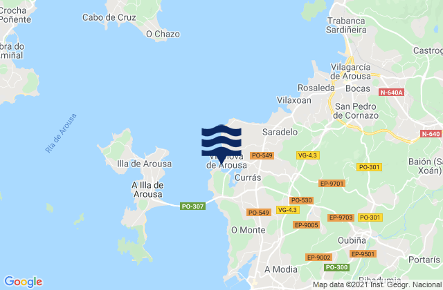 Vilanova de Arousa, Spain tide times map