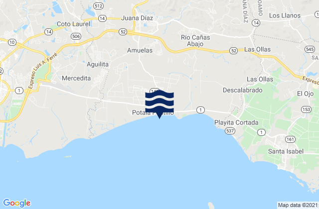 Villalba, Puerto Rico tide times map