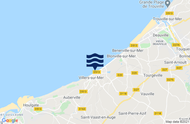 Villers-sur-Mer, France tide times map