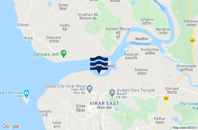Virar, India tide times map
