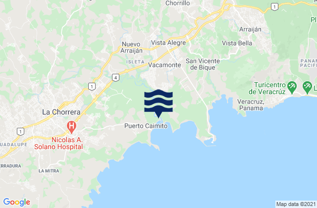 Vista Alegre, Panama tide times map