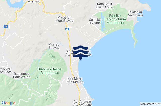 Vrana, Greece tide times map