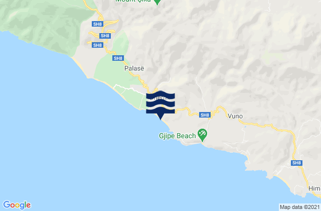 Vranisht, Albania tide times map