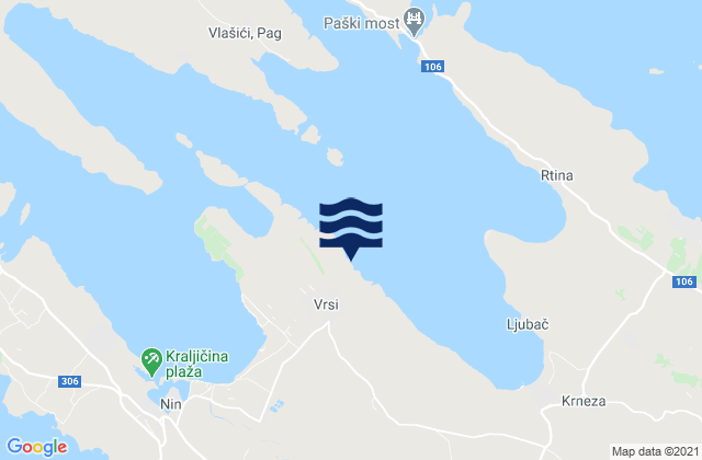 Vrsi, Croatia tide times map