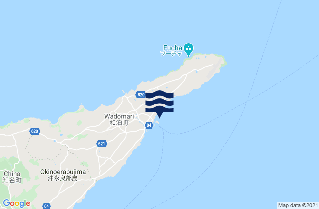 Wadomari Okinoyerabu Jima, Japan tide times map