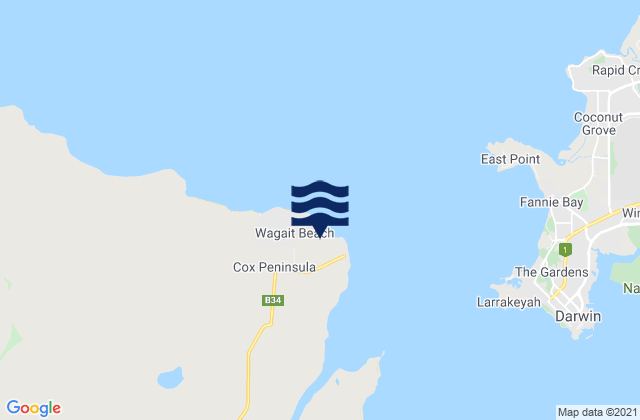 Wagait, Australia tide times map