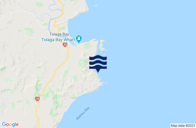 Waihi Beach, New Zealand tide times map