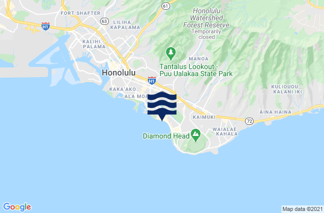 Waikiki Beach, United States tide chart map