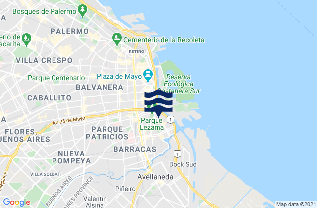 Waikiki, Argentina tide times map
