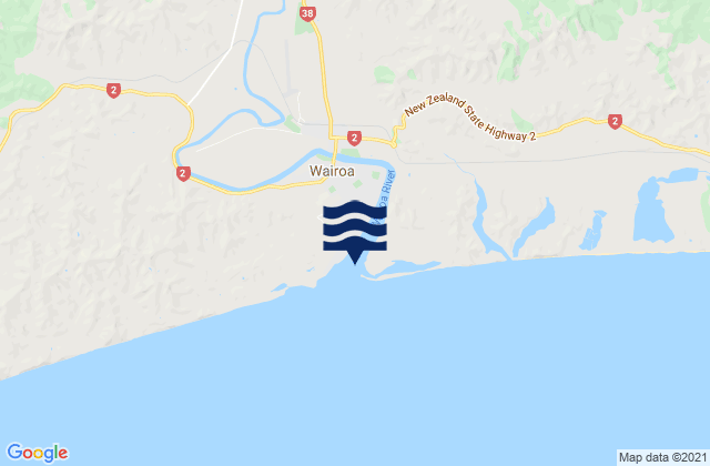 Wairoa River Mouth, New Zealand tide times map