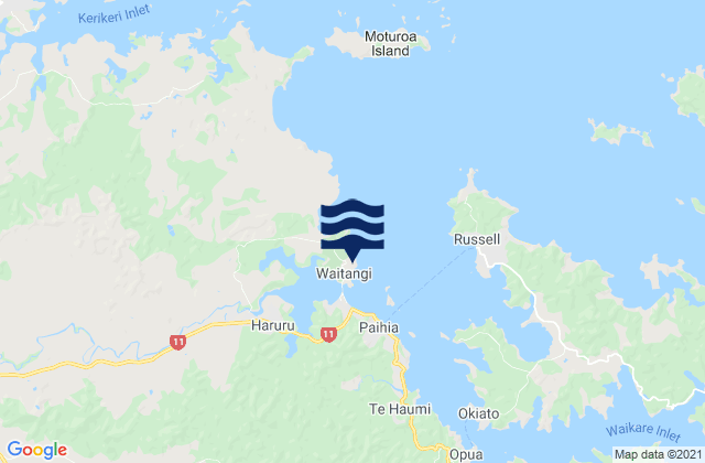 Waitangi, New Zealand tide times map