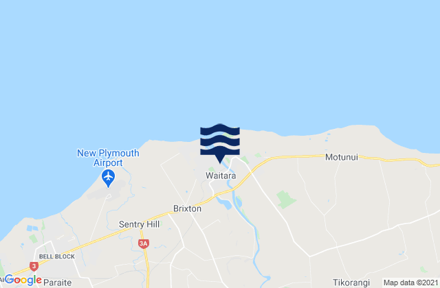 Waitara, New Zealand tide times map