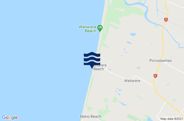 Waitarere Beach, New Zealand tide times map