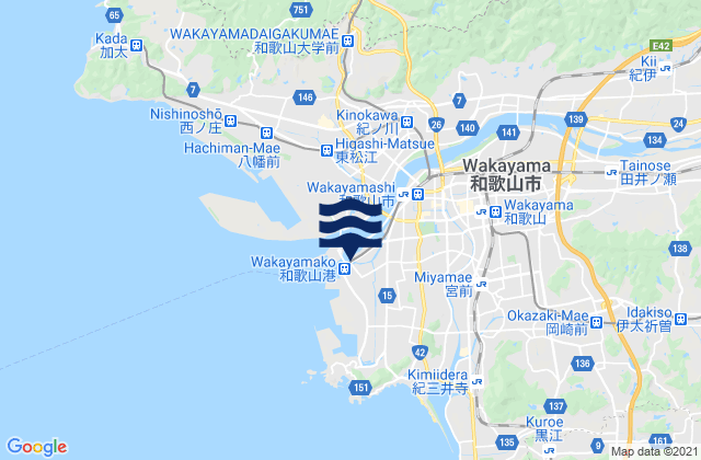 Wakayama, Japan tide times map