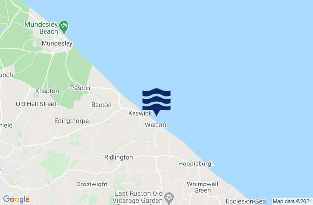 Walcott Beach, United Kingdom tide times map