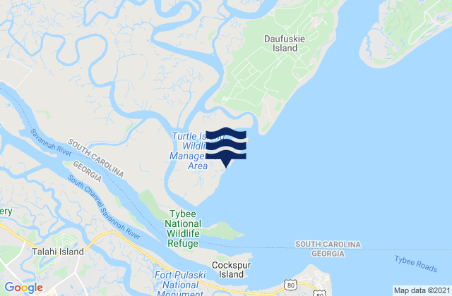 Walls Cut Turtle Island, United States tide chart map