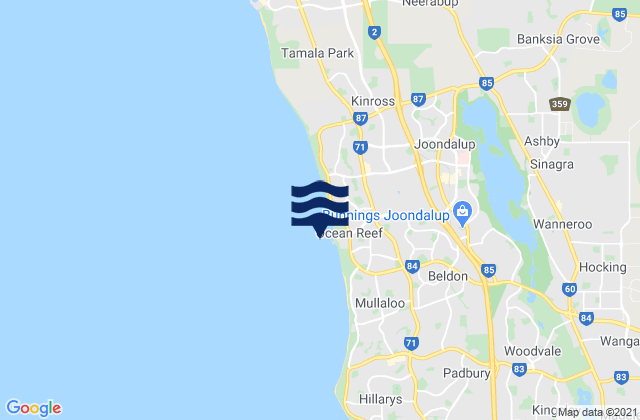 Wanneroo, Australia tide times map