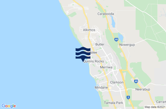 Wanneroo, Australia tide times map