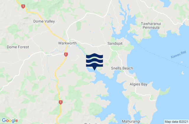 Warkworth, New Zealand tide times map