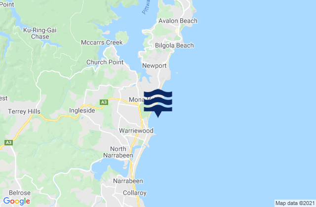 Warriewood Beach, Australia tide times map