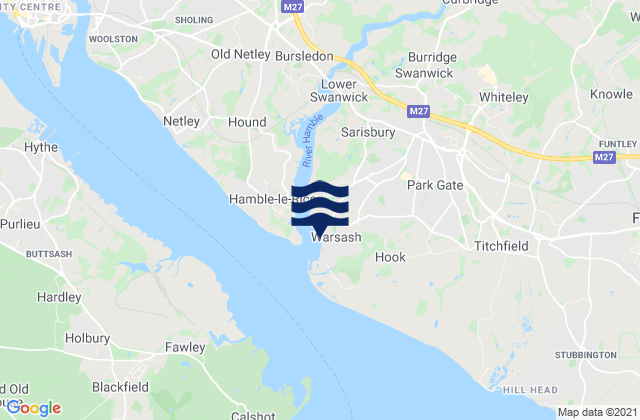 Warsash, United Kingdom tide times map