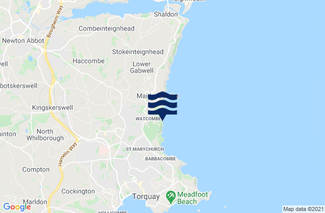 Watcombe Beach, United Kingdom tide times map
