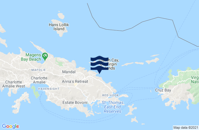 Water Bay, U.S. Virgin Islands tide times map