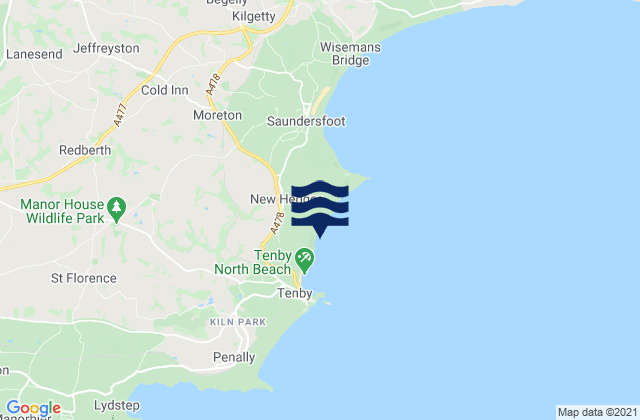 Waterwynch Bay Beach, United Kingdom tide times map