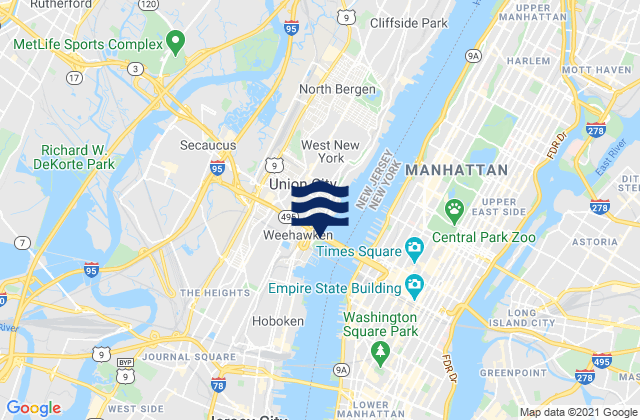 Weehawken (Union City), United States tide chart map