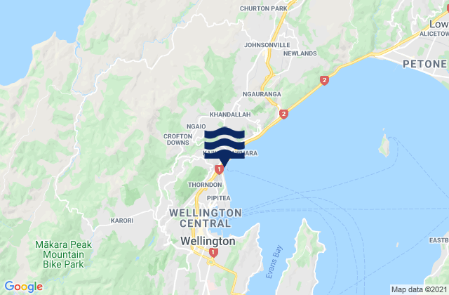 Wellington City, New Zealand tide times map