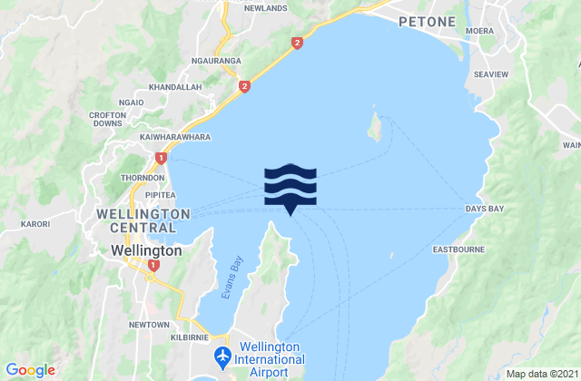 Wellington Harbour, New Zealand tide times map