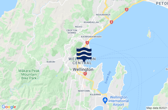 Wellington, New Zealand tide times map
