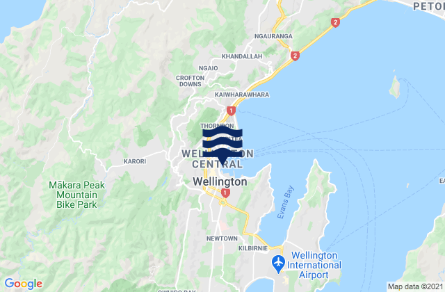 Wellington, New Zealand tide times map