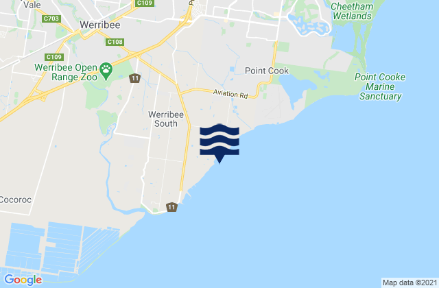 Werribee South, Australia tide times map