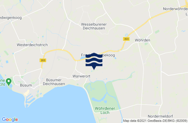 Wesselburener Deichhausen, Germany tide times map
