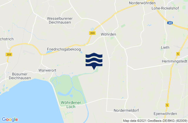 Wesseln, Germany tide times map