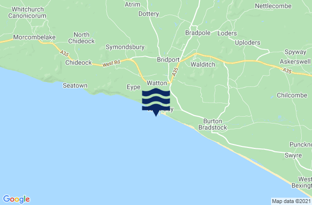 West Bay - West Beach, United Kingdom tide times map