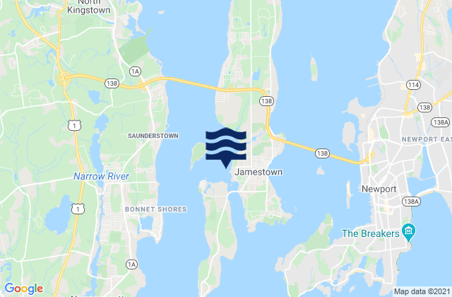 West Jamestown Dutch Island Harbor, United States tide chart map