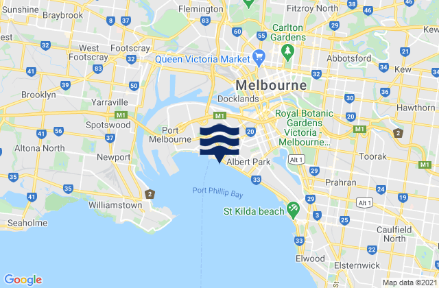 West Melbourne, Australia tide times map