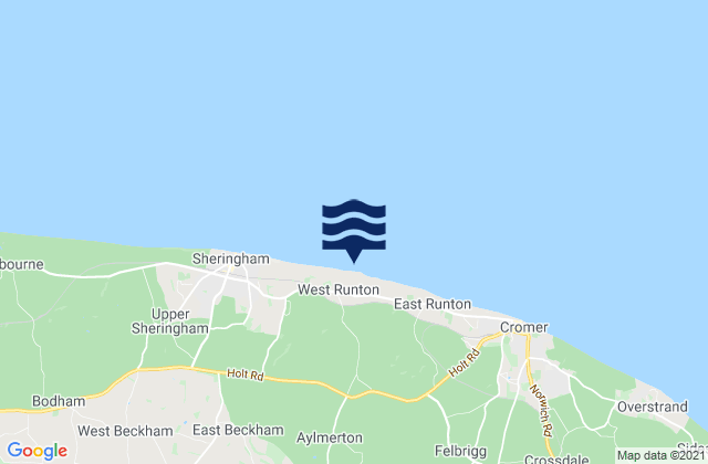 West Runton Beach, United Kingdom tide times map