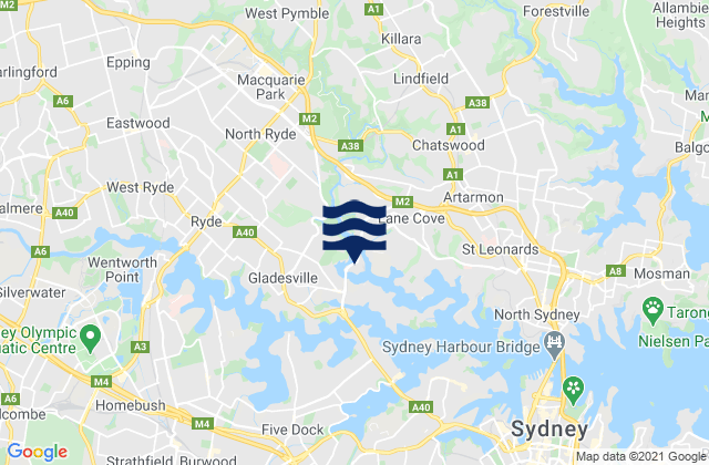 West Ryde, Australia tide times map