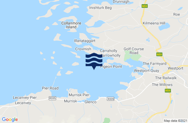Westport Bay, Ireland tide times map