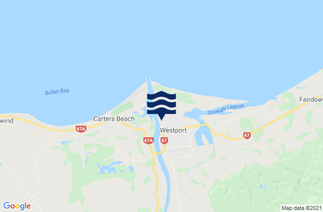 Westport, New Zealand tide times map